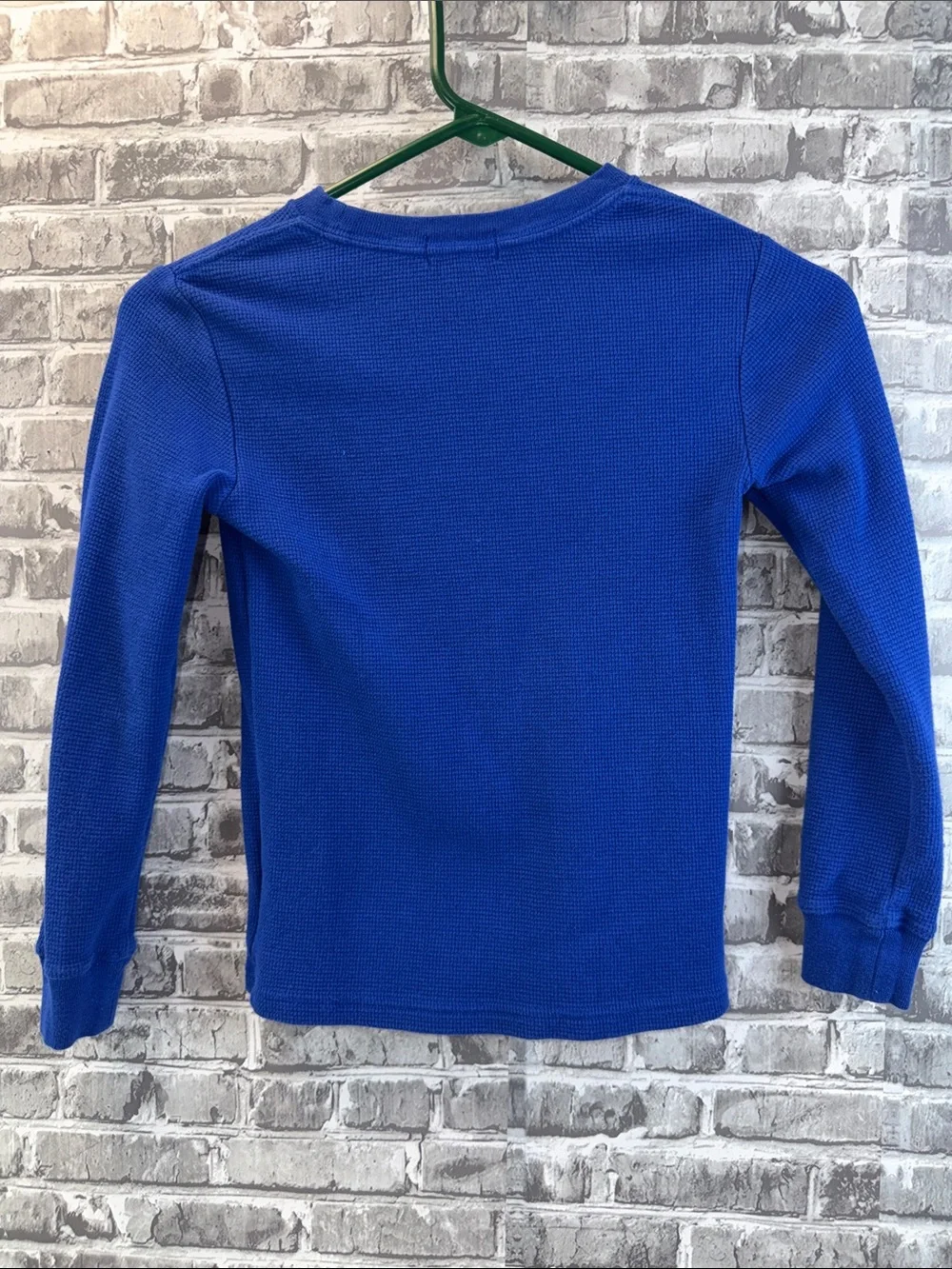 Polo by Ralph Lauren Boys' Cobalt Blue Long Sleeve Waffle Knit Tee with Red Pony